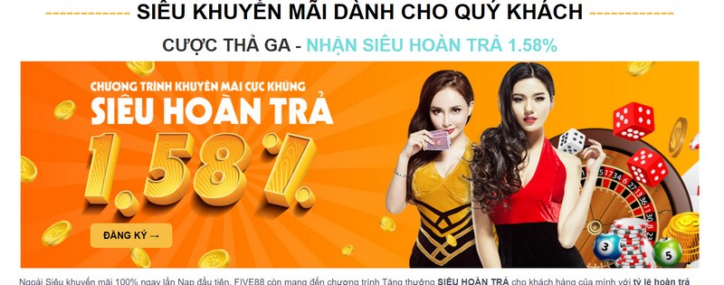 Khuyến Mãi Five88 Hoàn Trả Cho Thành Viên Khoản Tiền Thưởng Cực Lớn