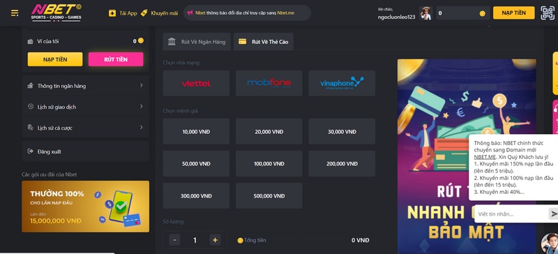 Rút Thẻ Cào Điện Thoại Tại Nhà Cái Nbet Cực Đơn Giản