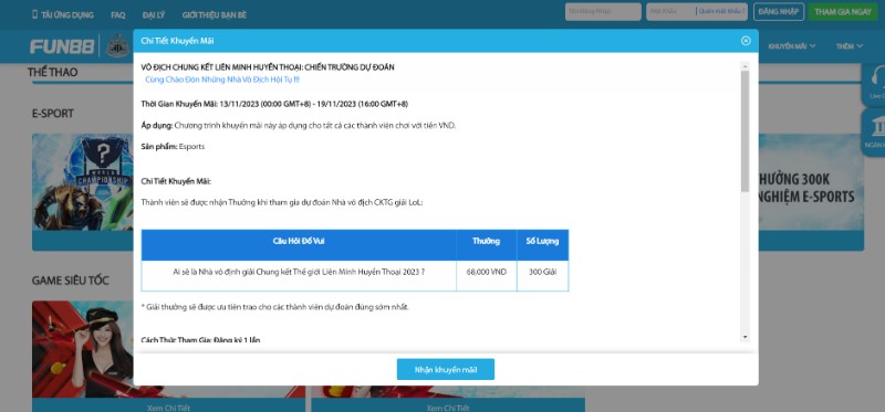 Khuyến Mãi Tại Fun88 Dành Cho Anh Em Dự Đoán Nhà Vô Địch Lol 